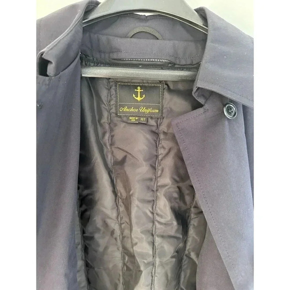 Anchor Uniform Navy Trench Coat Single Breasted Thinsulate Size 16 Tall 260LT - Picture 5 of 14